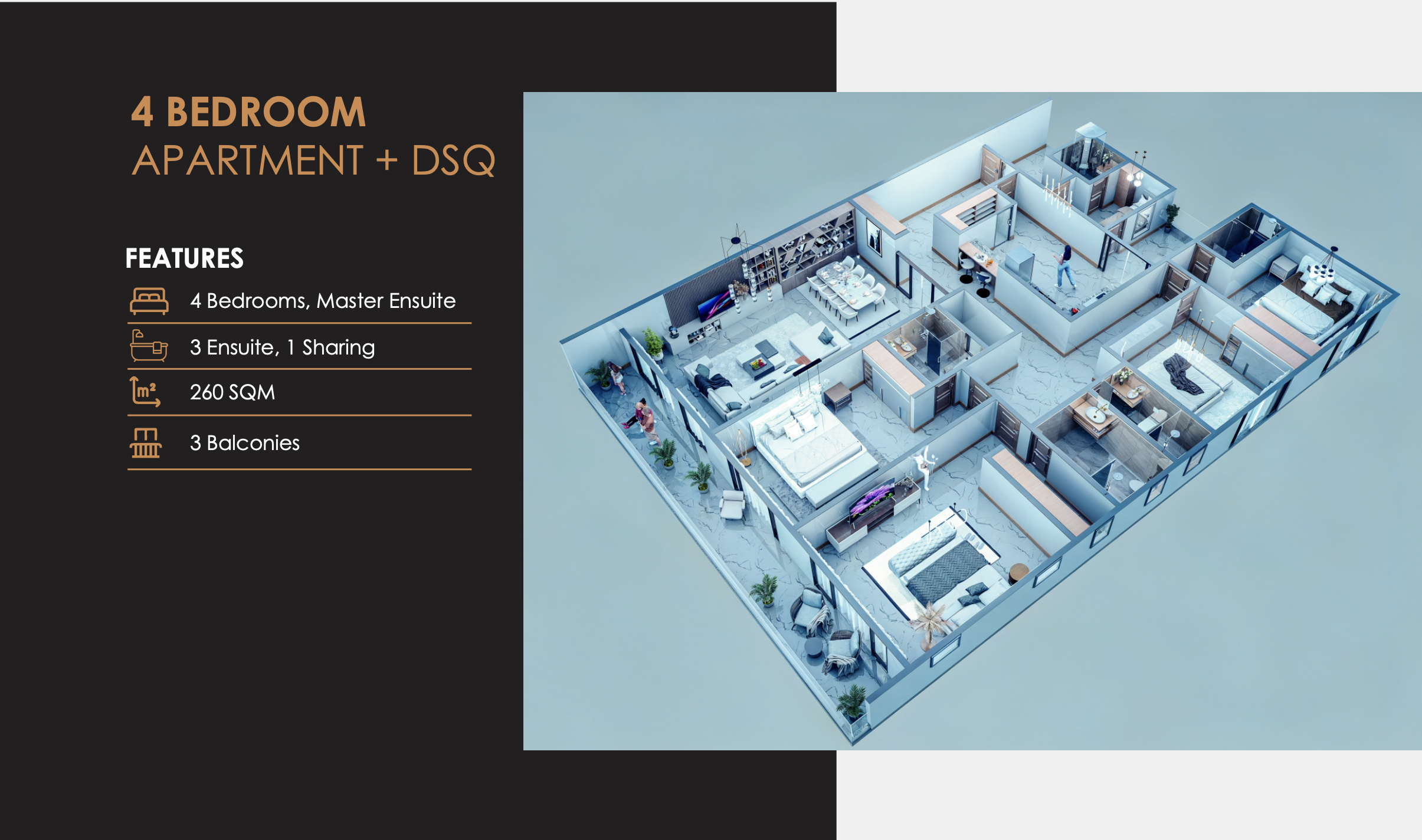 4 Bedroom Apartment 3D View